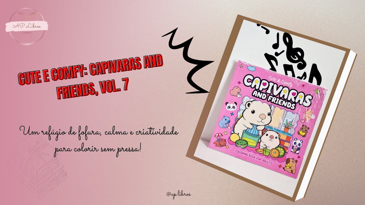 Cute e Comfy: Capivaras and Friends, Vol. 7, livro de colorir #aplibros #livrodecolorir