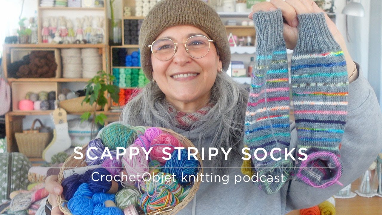 Подкаст по вязанию CrochetObjet - Эп.5 - Я вяжу пару полосатых носков с лоскутным узором