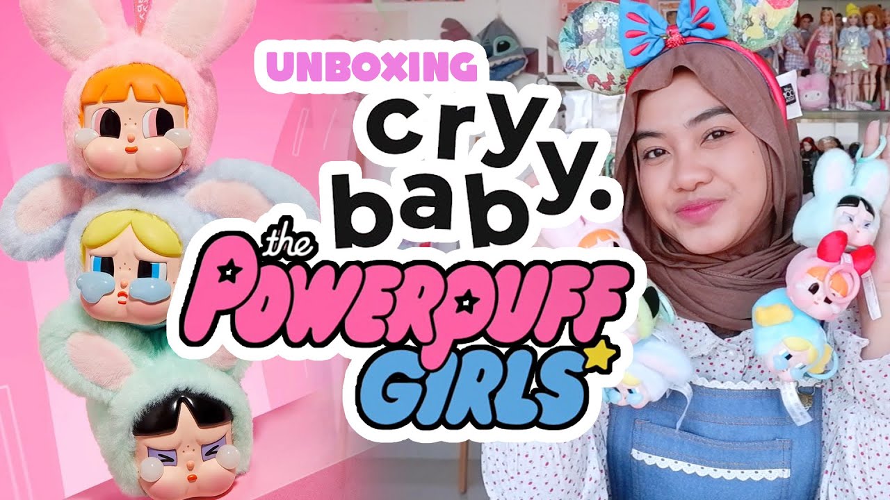Unboxing Crybaby × Powerpuff Girls Series Vinyl Face Plush Bag Charm Bubbles | Asakecil