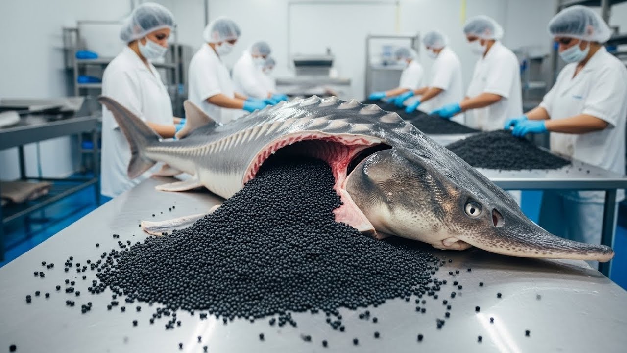 Inside the giant Sturgeon Caviar Factory: From Ancient Fish to Black Gold Pearls (Full Process)