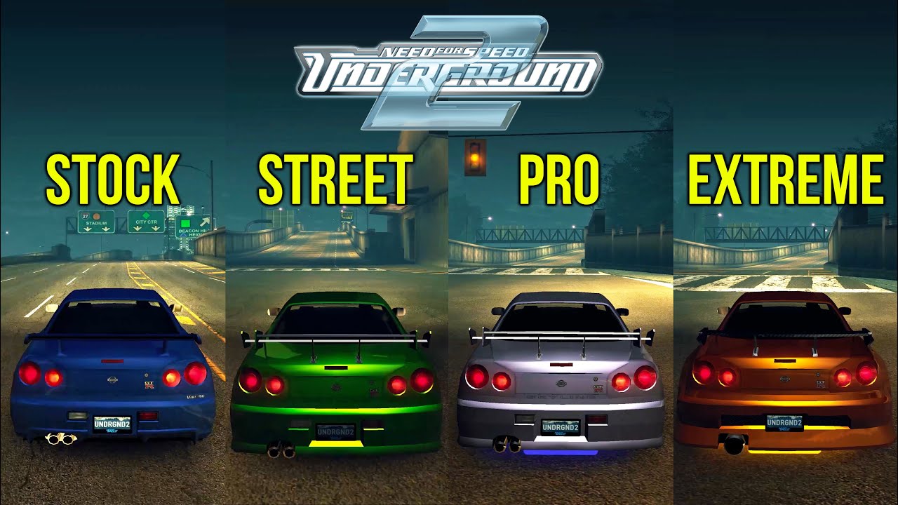 NFS Underground 2 Skyline GT-R R34 Best RB26 Engine Sound Mods (Stock, Street, Pro, Extreme)