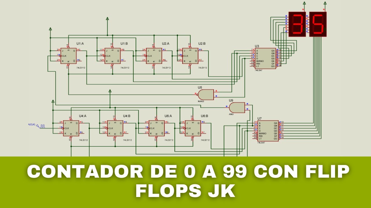 ✅ CONTADOR ASINCRONO DE 0 A 99 CON FLIP FLOPS JK