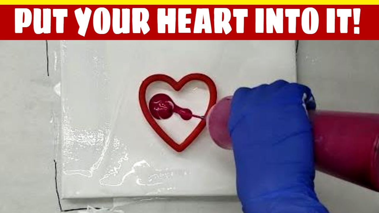 STUNNING Cookie Cutter Pour! Acrylic Heart Pour Painting Technique!