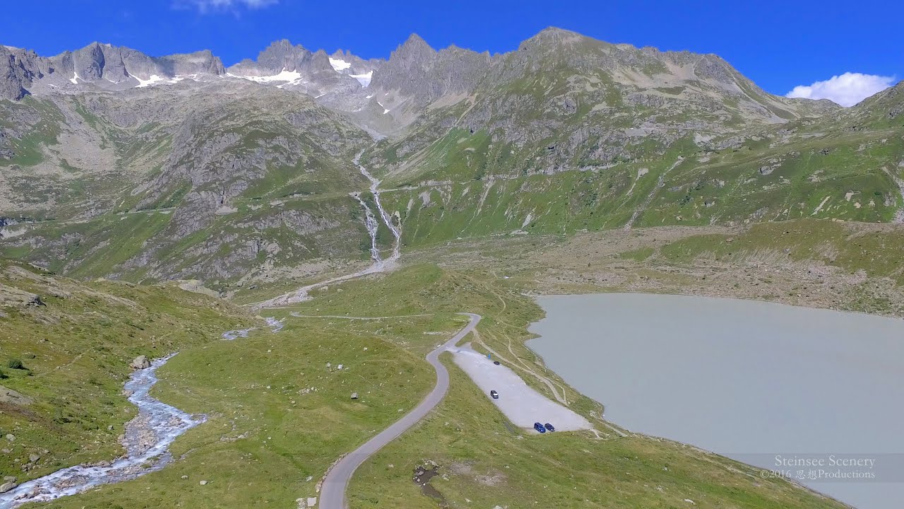 4K Sustenpass Steinsee, Bern SWITZERLAND アルプス山脈 aerial view
