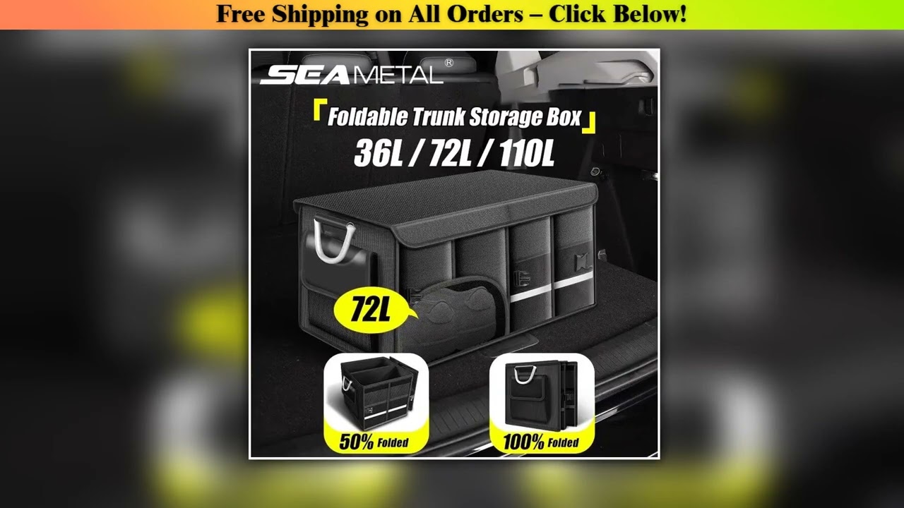 SEAMETAL Foldable Trunk Storage Box Waterproof Oxford Cloth 110L Large-Capacity Car Organizer for