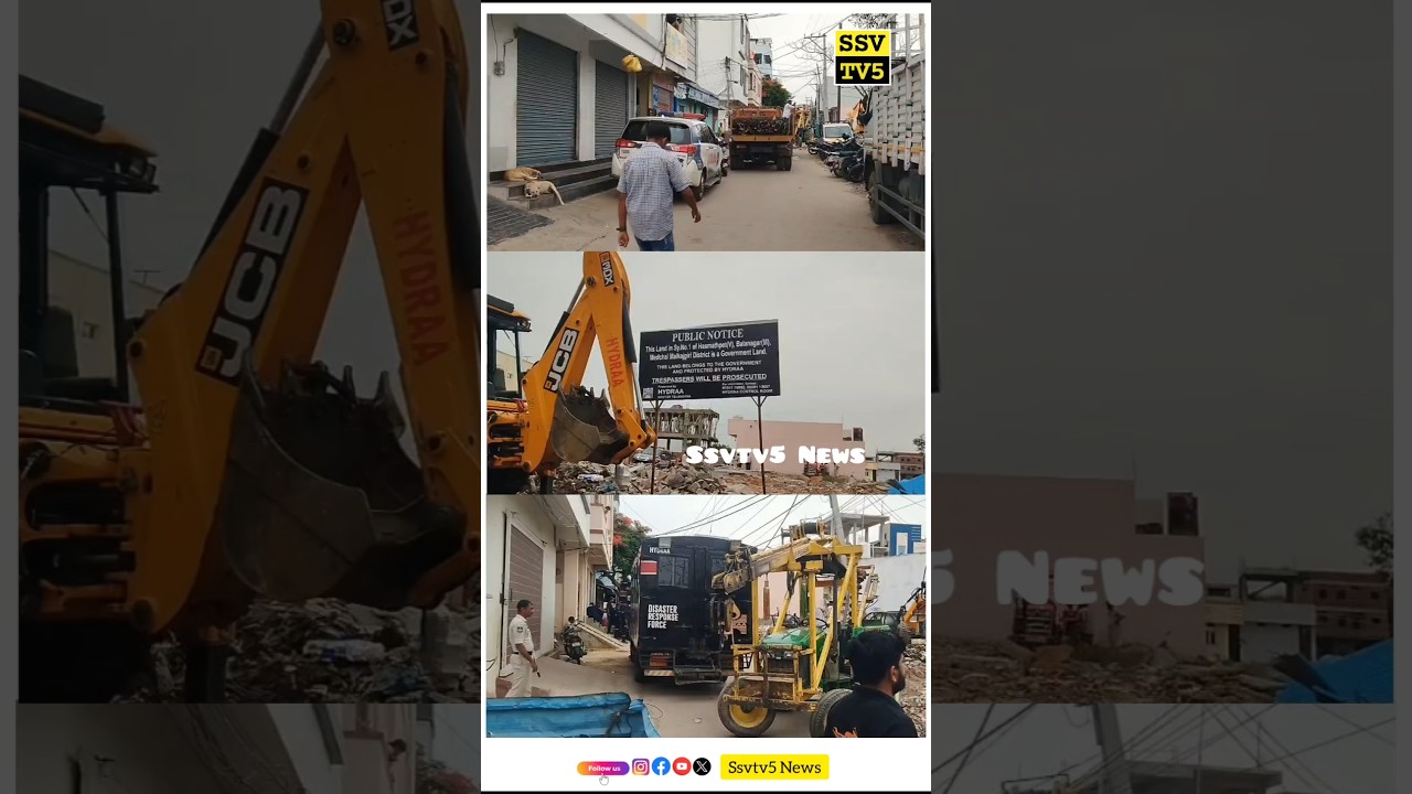 Bowenpally Survey No.1 Demolition of illegal constructions by HYDRAA #breakingnews#latestupdate#live