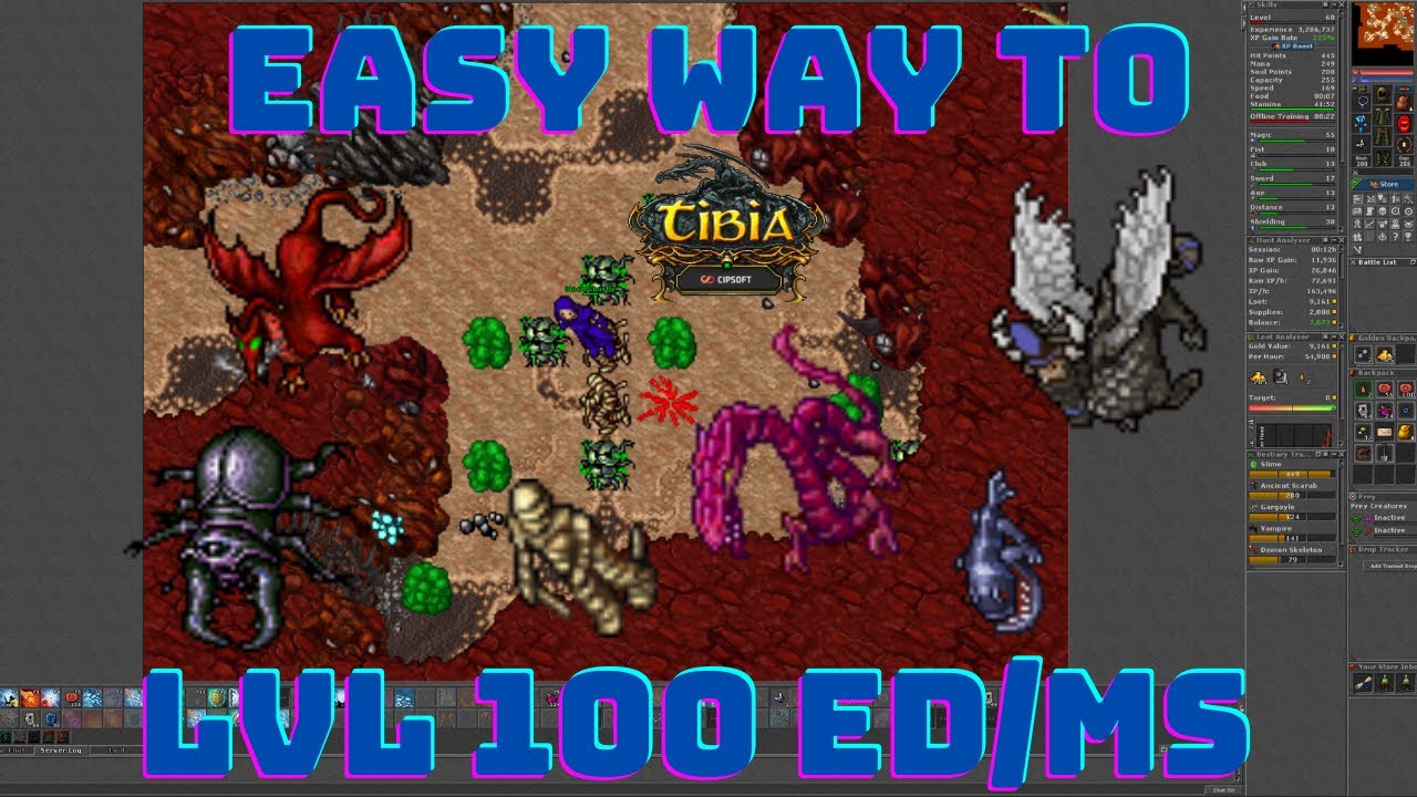 Easy way to get 100 lvl ED/MS solo (Tibia 2022) [PL/ENG]