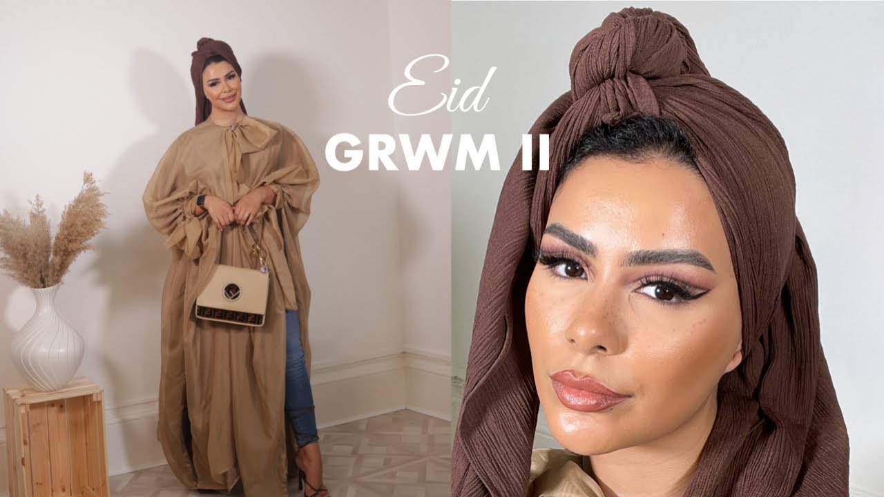 Caramel & brown toned Eid Look GRWM makeup & outfit