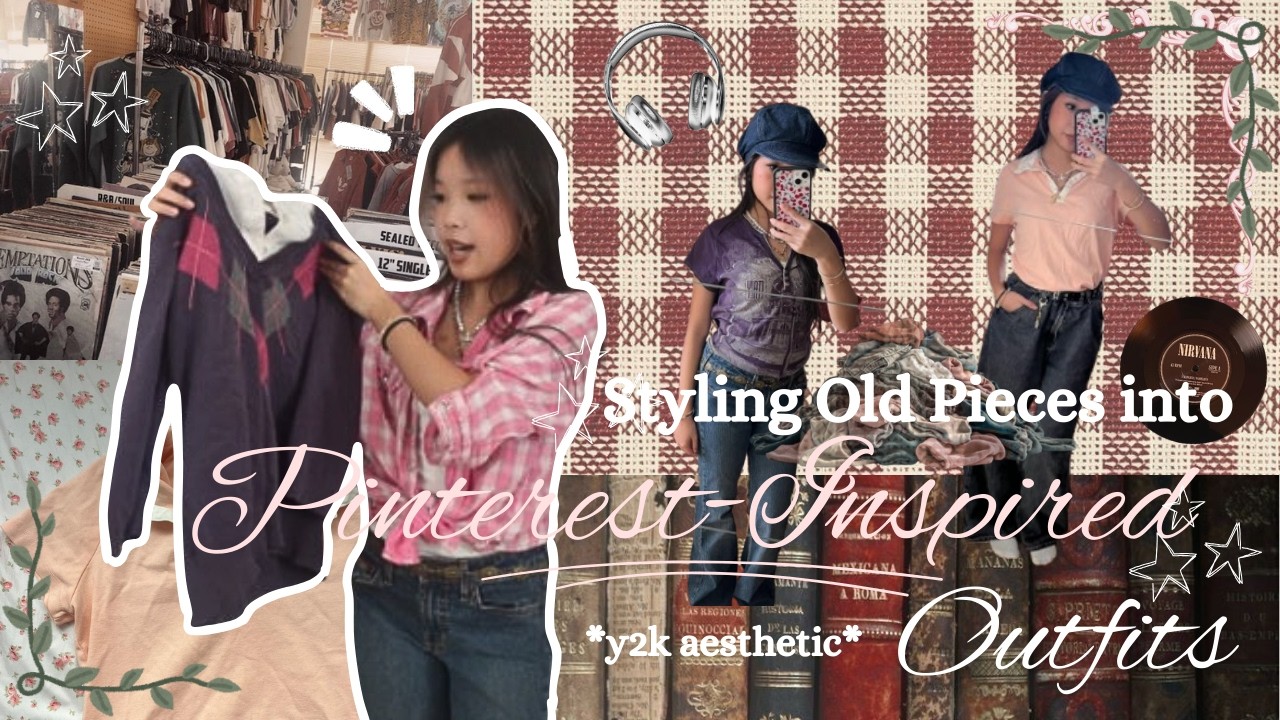 styling old clothes into PINTEREST outfits 🎱🎧💋 | y2k-inspired