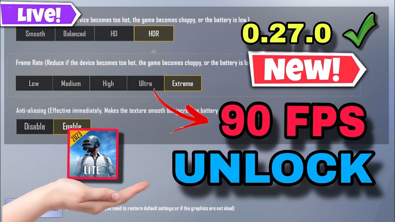 PUBG Lite में 90FPS Unlock कैसे करें 😱 | HDR+ EXTREME Graphics Trick | Super Smooth Gameplay 2025