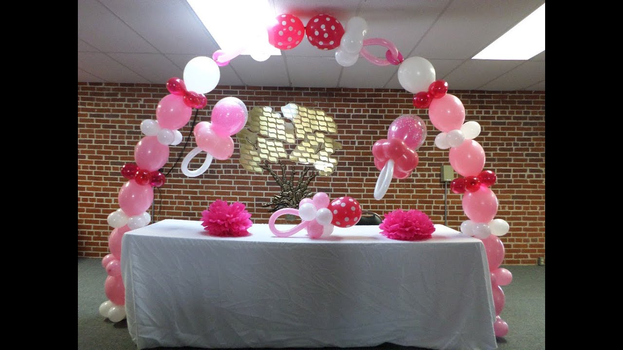 How to - Pink and White Baby Shower Link-O-Loon Balloon Pacifier Arch