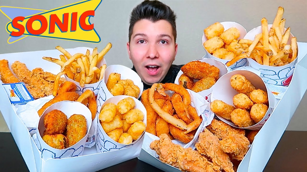 Mozz Sticks, Cheesy Tots, Onion Rings, Cheese Fries, Chicken Fingers • Sonic Snack Box • MUKBANG