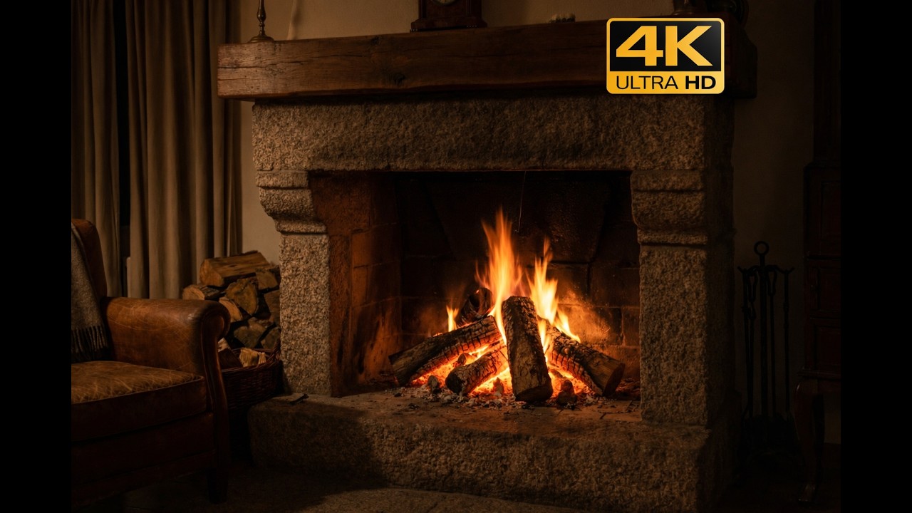 4K Ultra HD Fireplace 🔥 Cozy Crackling Fire for Sleep & Relaxation (7 Hours)