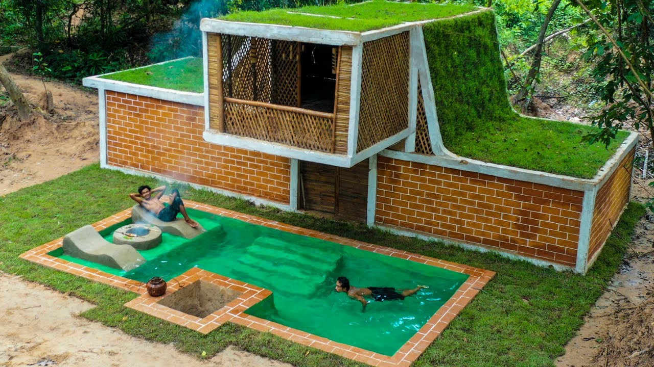 25 Days Building Jungle Villa With Swimming Pool And Dig Find Groundwater