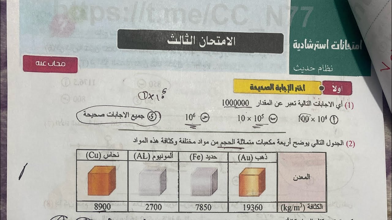 حل الامتحان الثالث فيزياء الصف الثاني الثانوي كتاب الوافي 2026