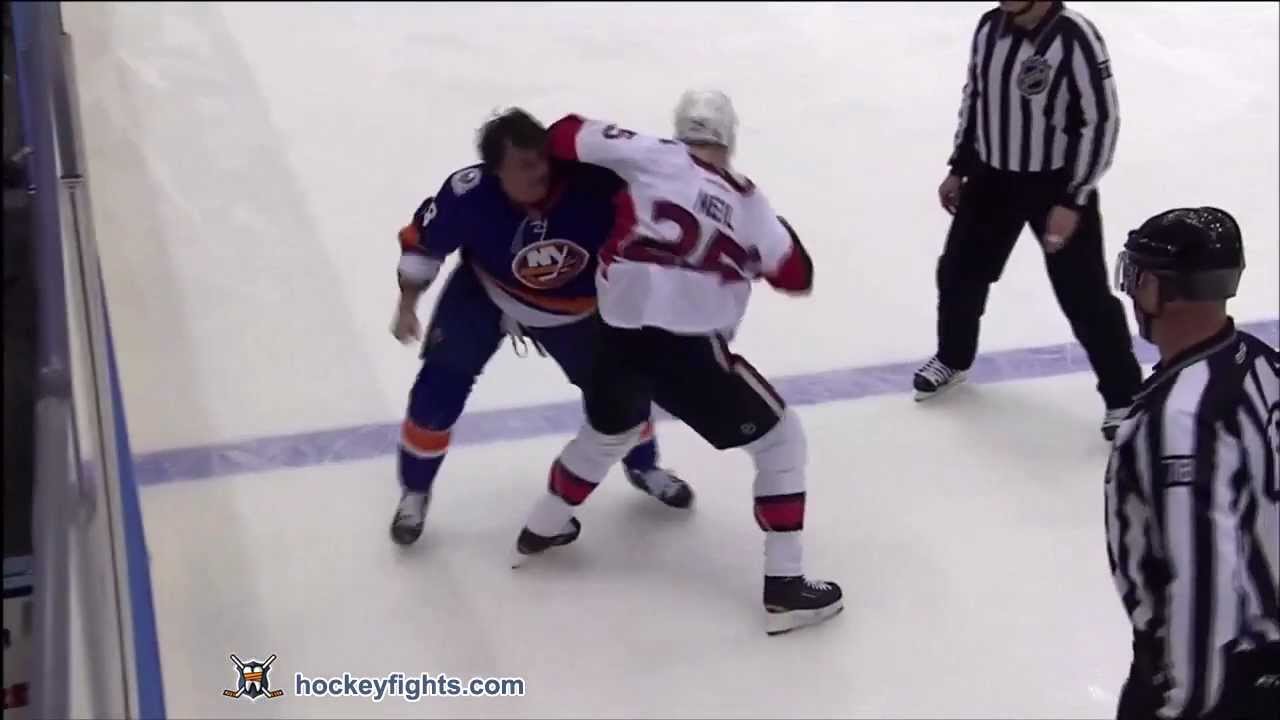Chris Neil vs Micheal Haley Apr 1, 2012