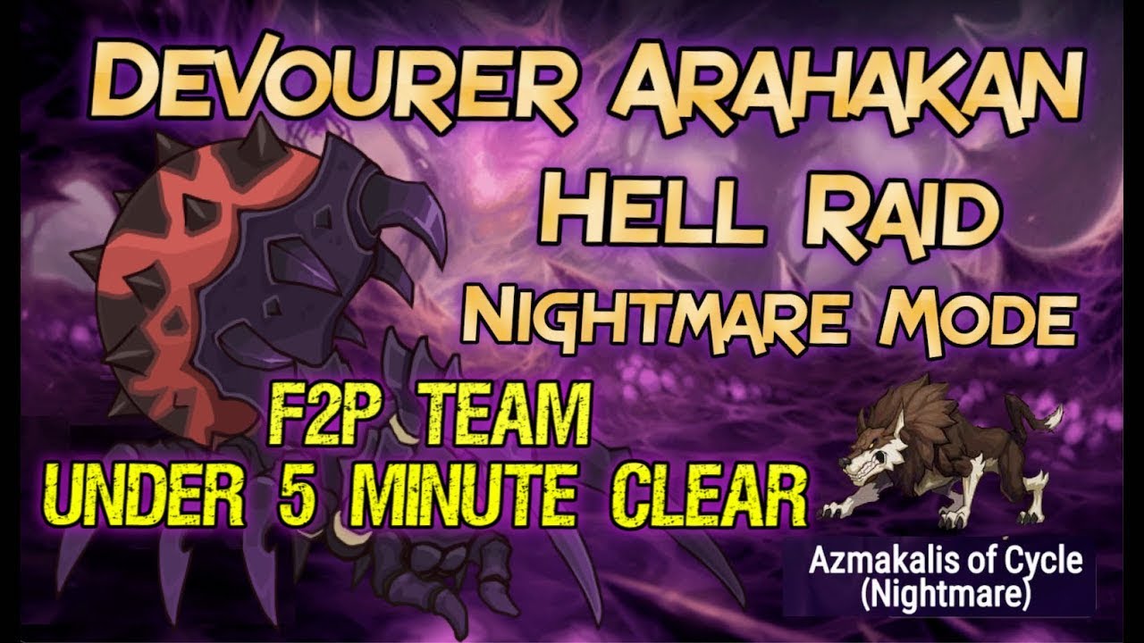 OBSOLETE VIDEO: SEE BELOW - Nightmare Hell Raid - 5 minute F2P Devourer Arahakan Team - Consistent