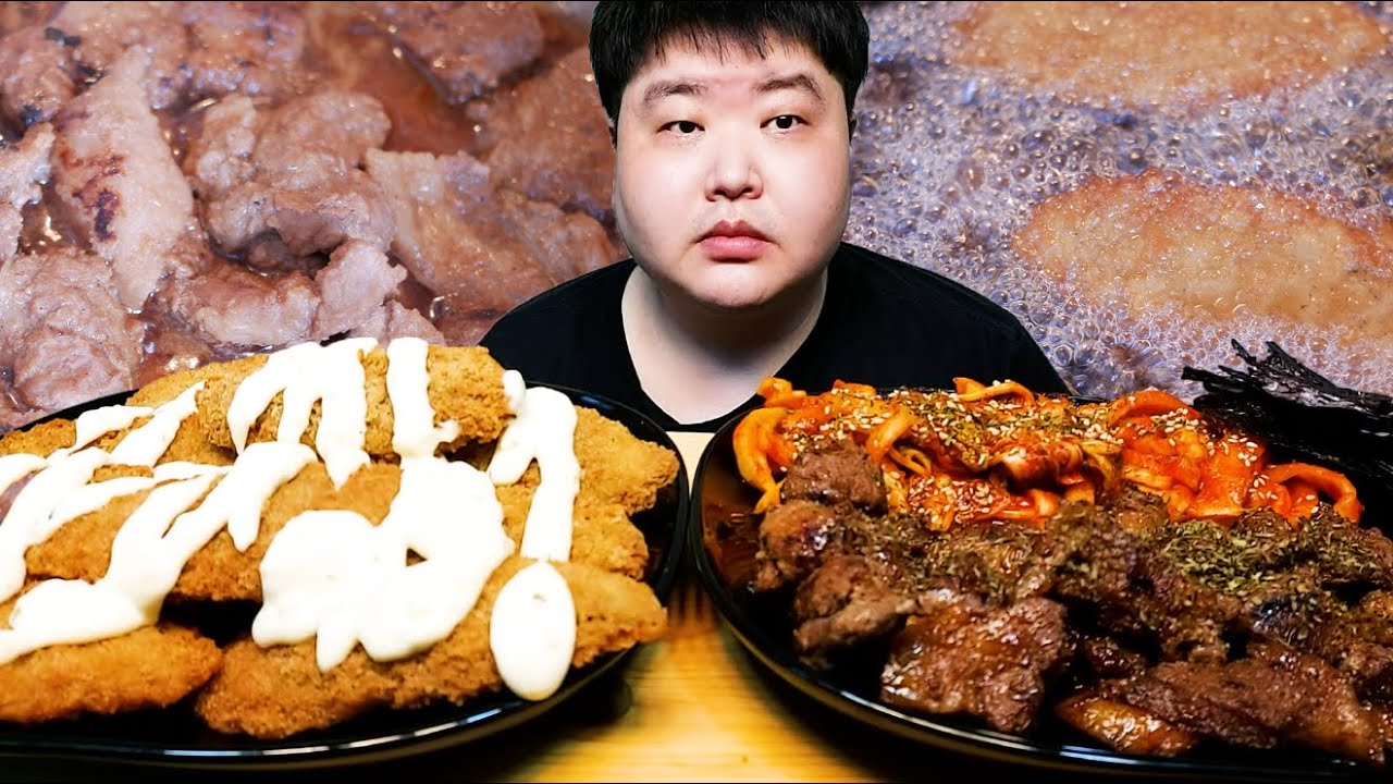 생선까스에 타르타르소스 듬뿍 / 돼지갈비 먹방 asmr