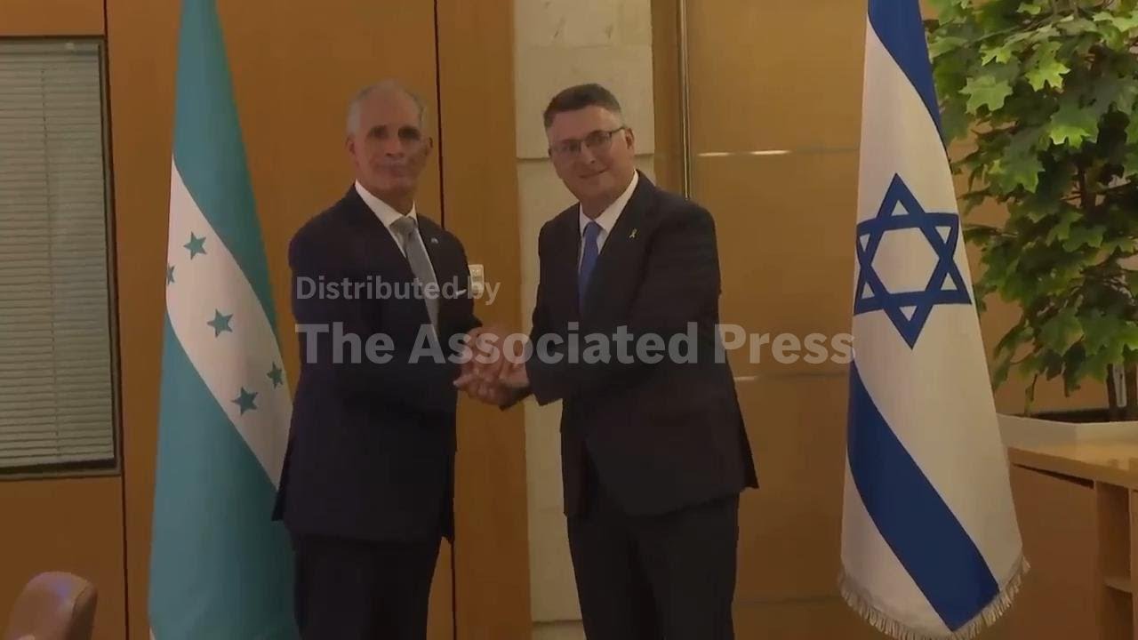 Israel's Foreign Minister Gideon Saar meets President-elect of Honduras Nasry Asfura in Jerusalem
