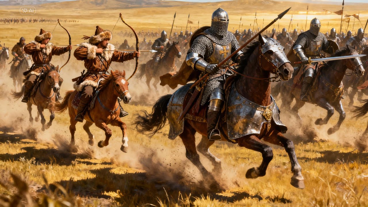 mongols attack mongols 15000 vs heavy knights 10000