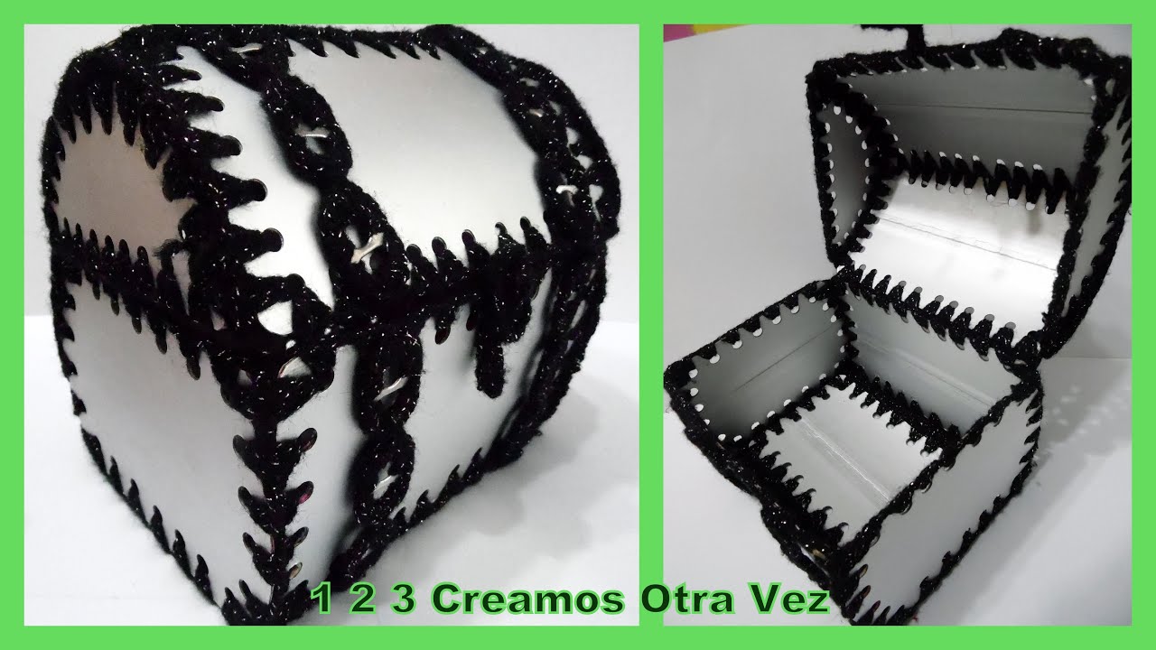 COMO HACER COFRE CON CARTONES DE LECHE Manualidades con Tetra pak brik y taps aluminio Parte Nro. 1