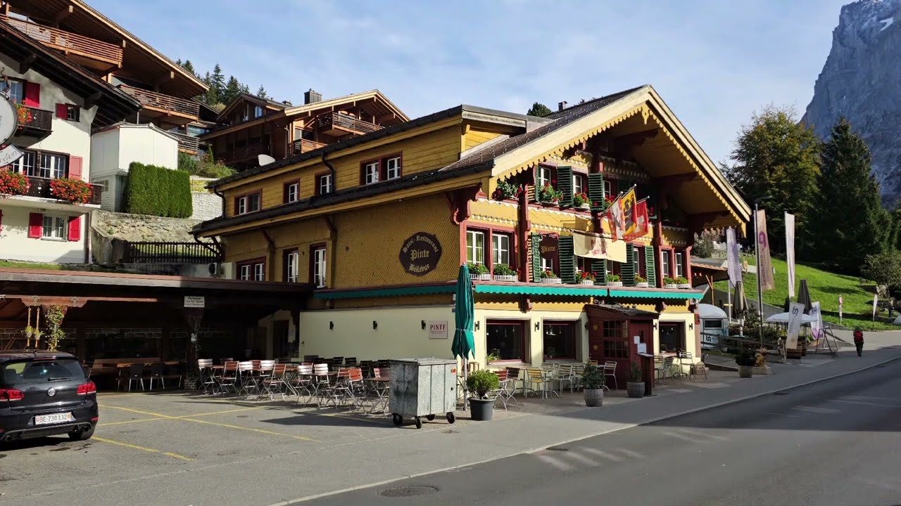 Switzerland 9am walk:  Hotel de la Paix to Interlaken West Train Station & DTPC (10.2023 - 4K UHD)