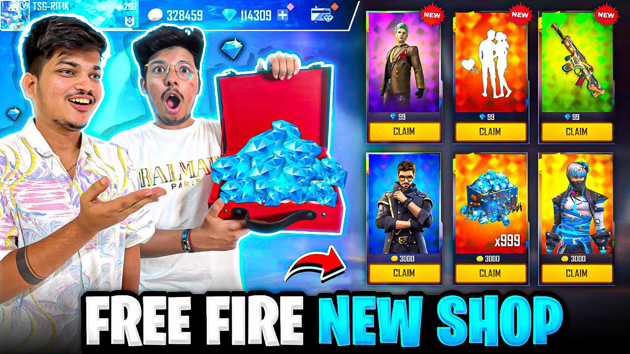 Free Fire 🔥 New Store 😍Making Poor Account Rich in 3000 Gold -TSG Ritik Vs Jash - Garena Free Fire