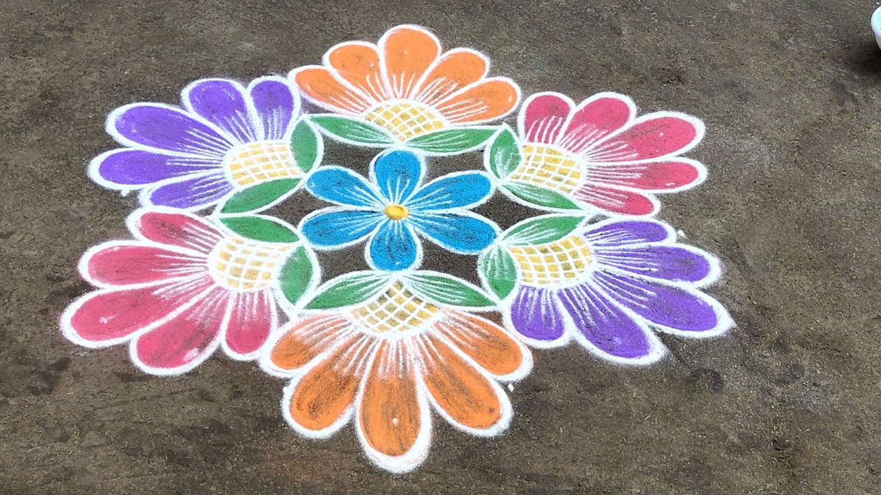 Simple & easy kolam 7*4 / beautiful Rangoli kolam 