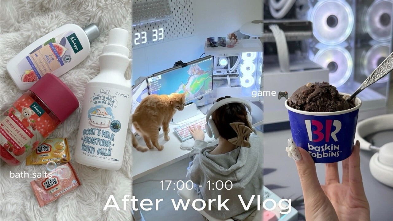意地でも充実させたい退勤後vlog🧑‍💻😠風呂キャン回避のバスグッズ紹介🫧原神クエスト消化🎮