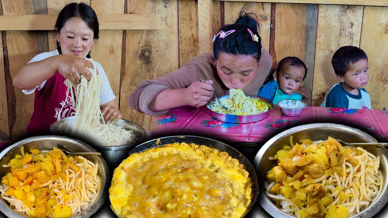 Village style Vegetable Thukpa Soup making & eating गाउले पारामा भेज थुक्पा बनाएर खाइयो Noodle Soup