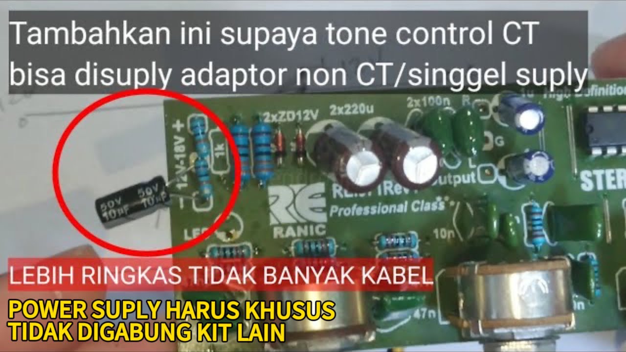 Lanjutan Cara supaya tone control CT simetris bisa disuply adaptor singgel suply non CT