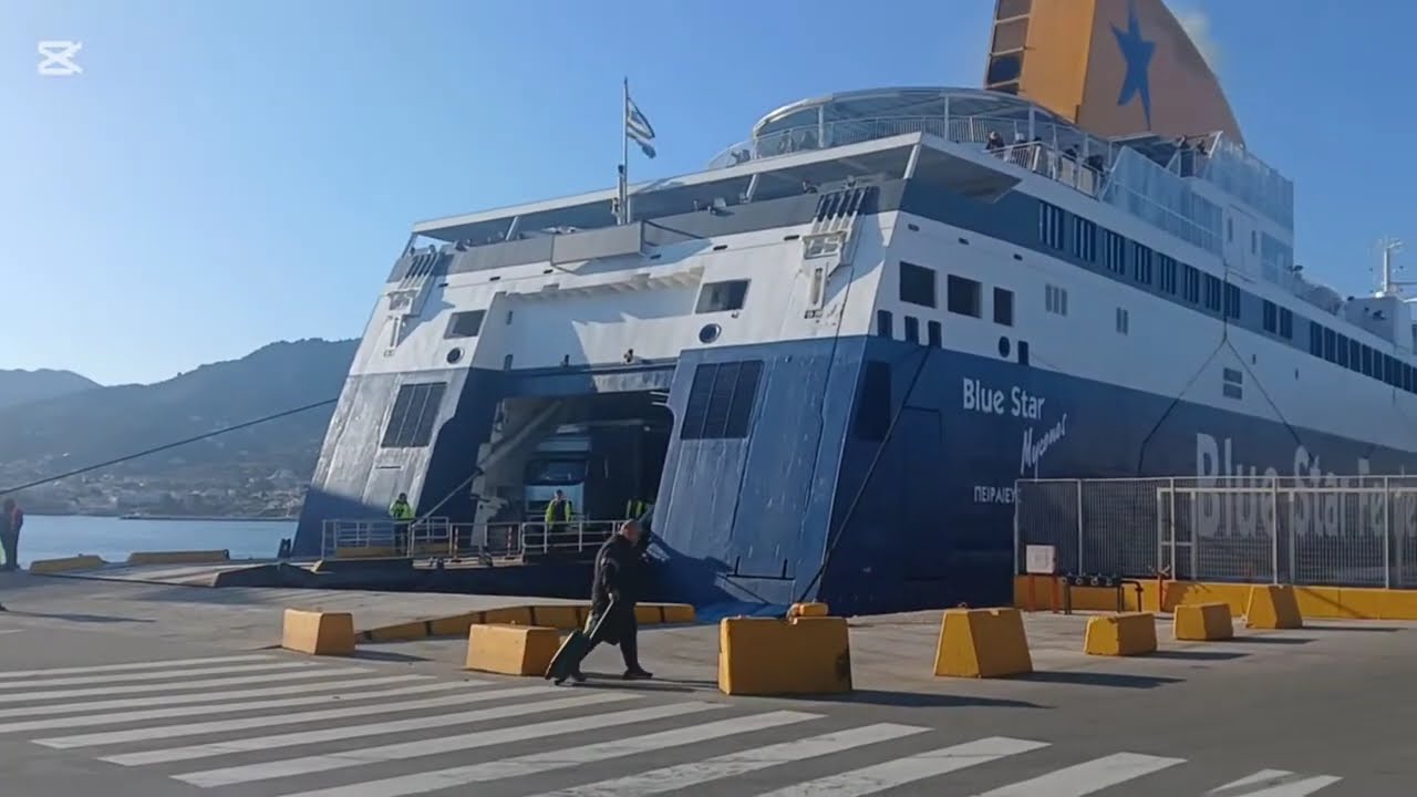 ΆΦΙΞΗ ΤΟΥ (NISSOS SAMOS). & ΑΝΑΧΏΡΗΣΗ ΤΟΥ (BLUE STAR MYKONOS) ΑΠΌ ΤΟ ΛΙΜΆΝΙ ΤΗΣ ΜΥΤΙΛΉΝΗ.