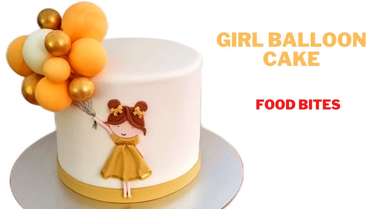 girl balloon cake | girl with balloon cake tutorial