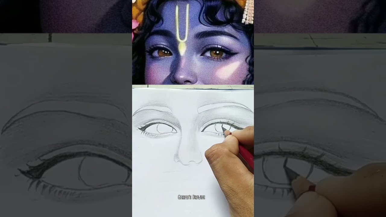 Krishna Eyes Drawing 💖✨️ || Most Beautiful Eyes 👀 || #shorts #art