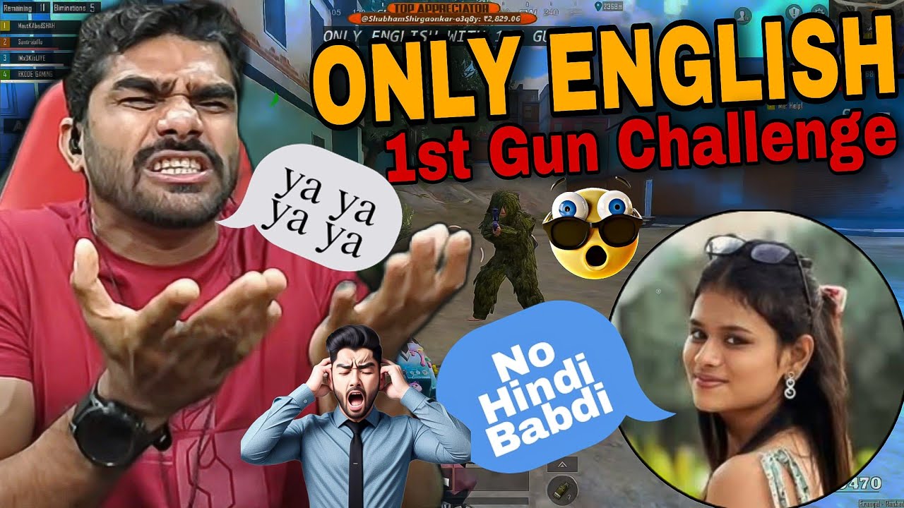 Shreeman Legend English Only Talking Challenge 😱 + First Gun Challenge 🔫 | BGMI Funny Moments #bgmi