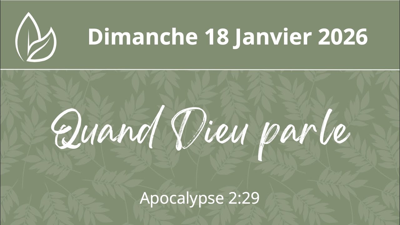 CELR MELUN - Dimanche 18 Janvier 2026 à 11h30 - Mathieu DUNYS - Quand Dieu parle