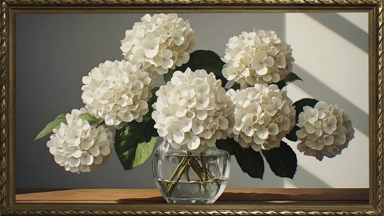Arte para TV | Jarr&oacute;n con hortensias 🌸 | Hydrangea Vase Wall Art (Loop)