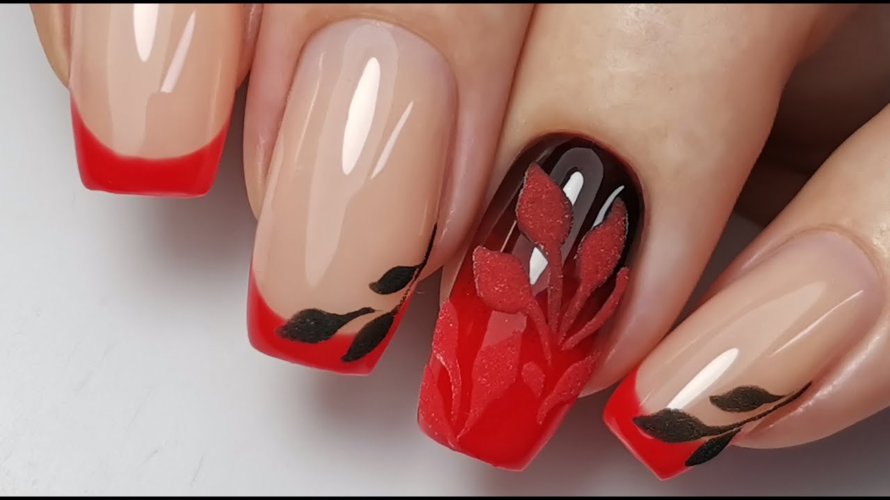 Red French Manicure / Ombre Gradient / Nail Design ideas / Ideas De Diseño De Uñas