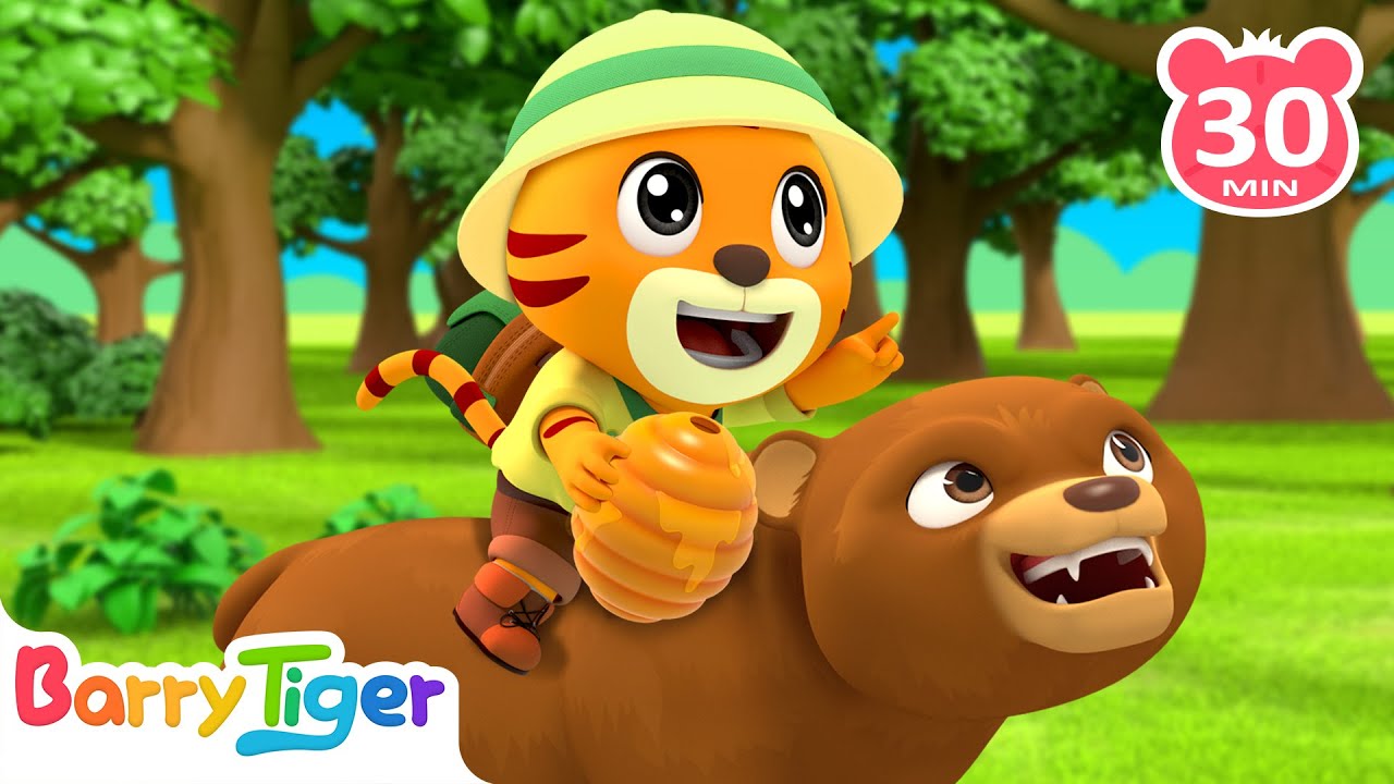 Wild Adventures with Jungle Animals! 🐻🌴 | Fun Animal Songs🎶 | BarryTiger Nursery Rhymes for Kids