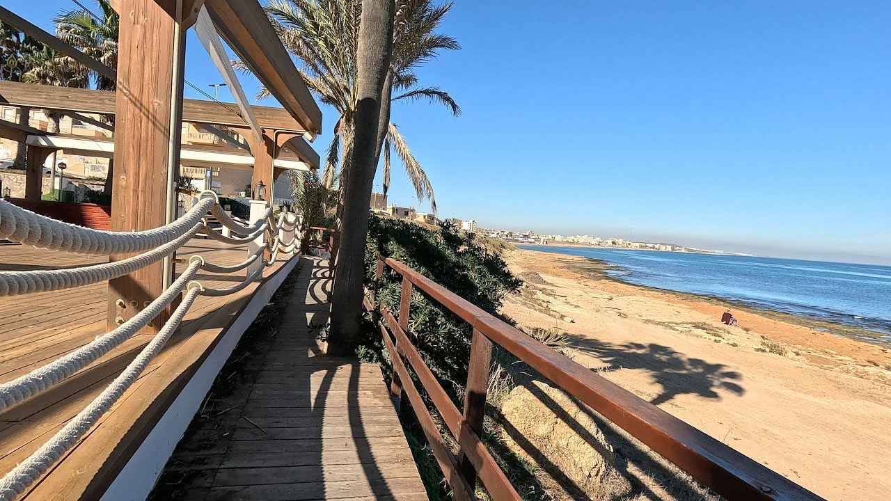 Torrevieja Walk, Spain. Picturesque walk to La Mata beach.
