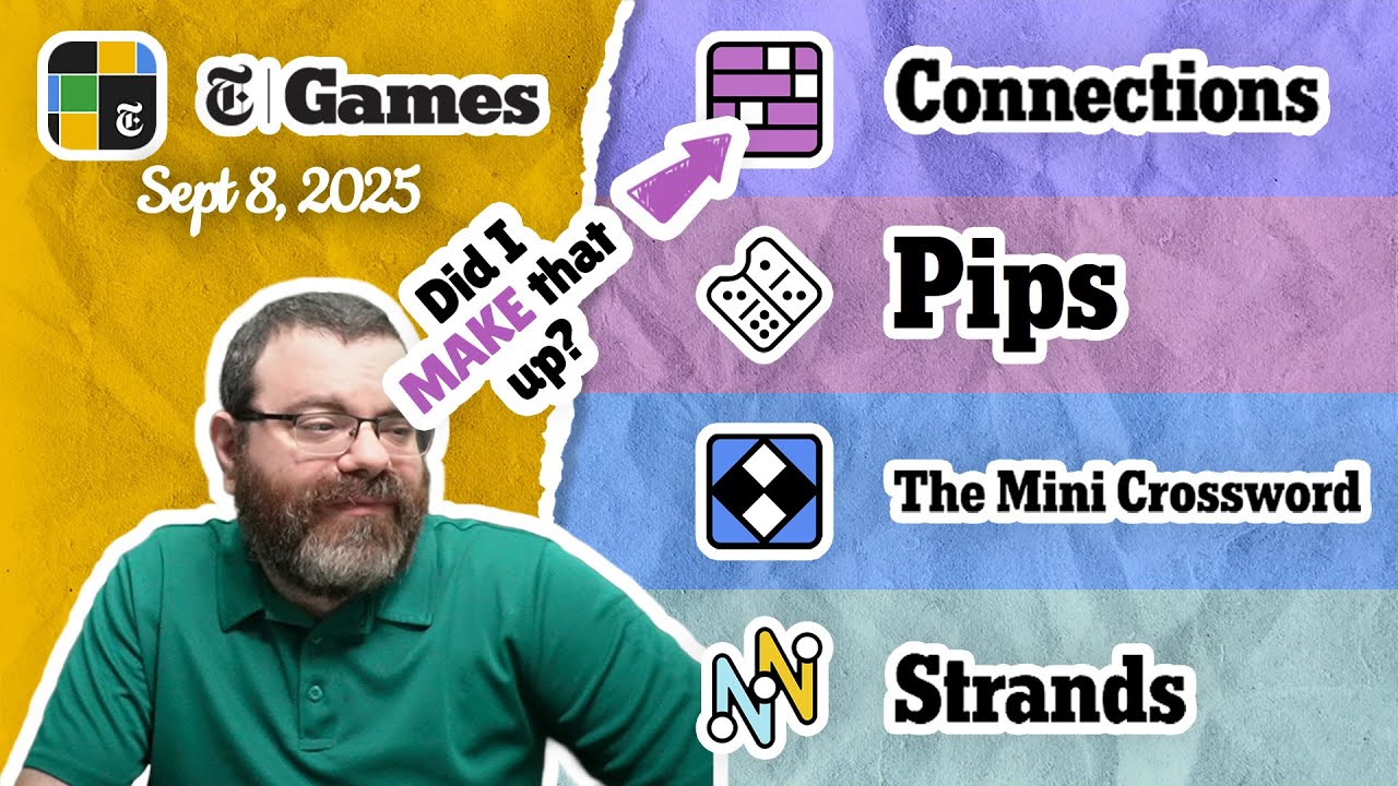 NYT Connections, Pips, Mini Crossword, and Strands | Sept 8, 2025