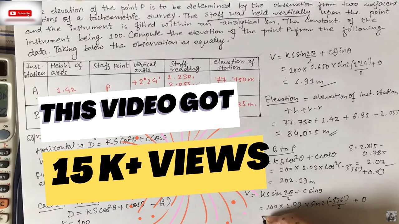 || Tacheometry surveying || Distance and elevation surveying numerical calculation|| lecture -5 ||
