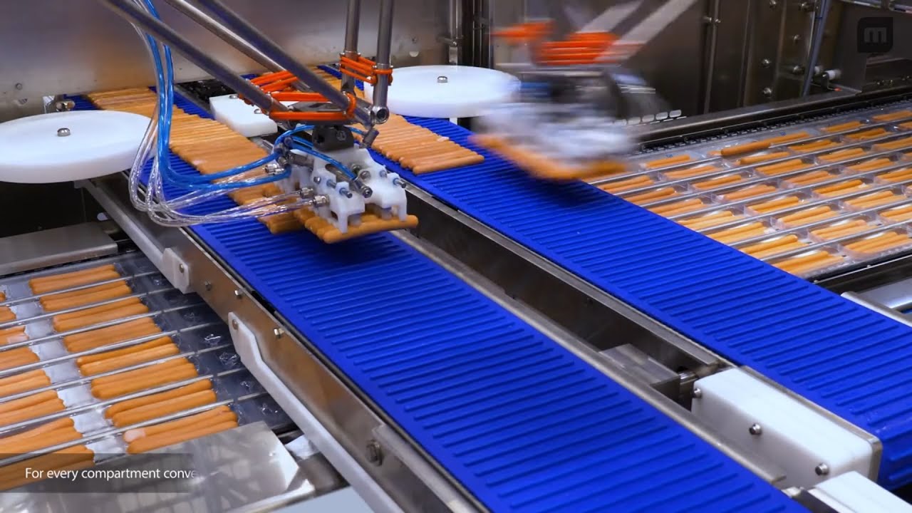 Rechte worstjes automatisch laden en verpakken met MULTIVAC robotics
