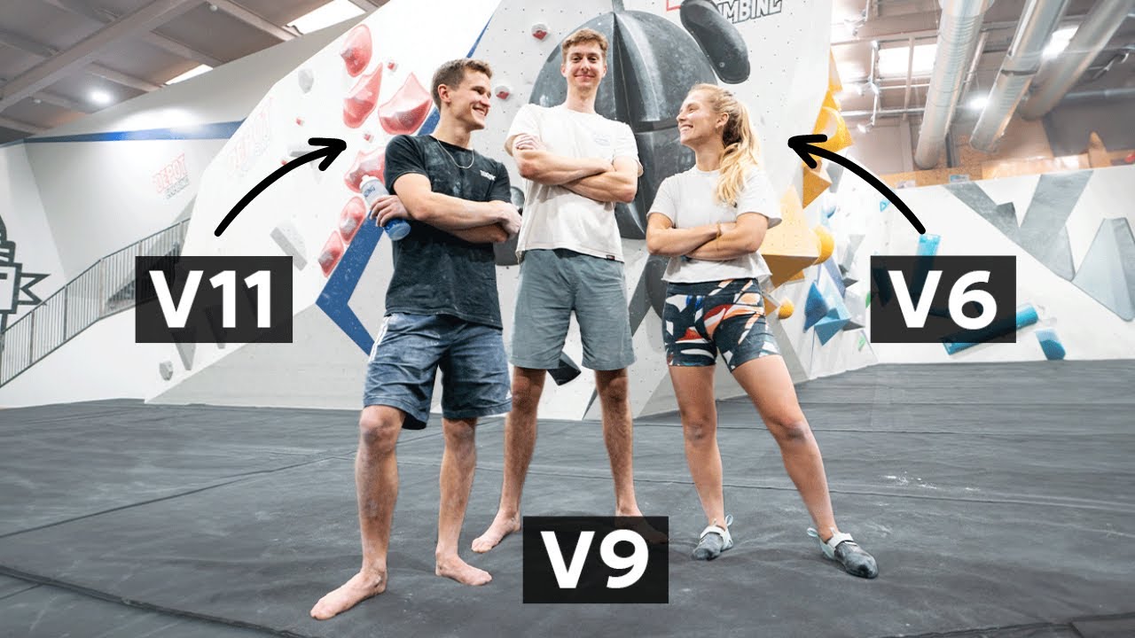 Сравнение скалолазов V6, V9 и V11 в боулдеринге в помещении