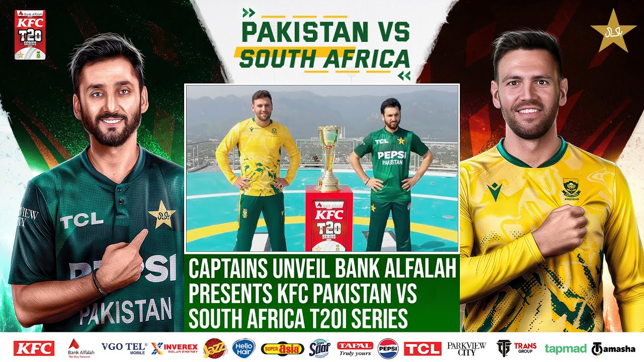 Captains unveil Bank Alfalah Presents KFC&nbsp;Pakistan vs South Africa T20I Series 2025 Trophy