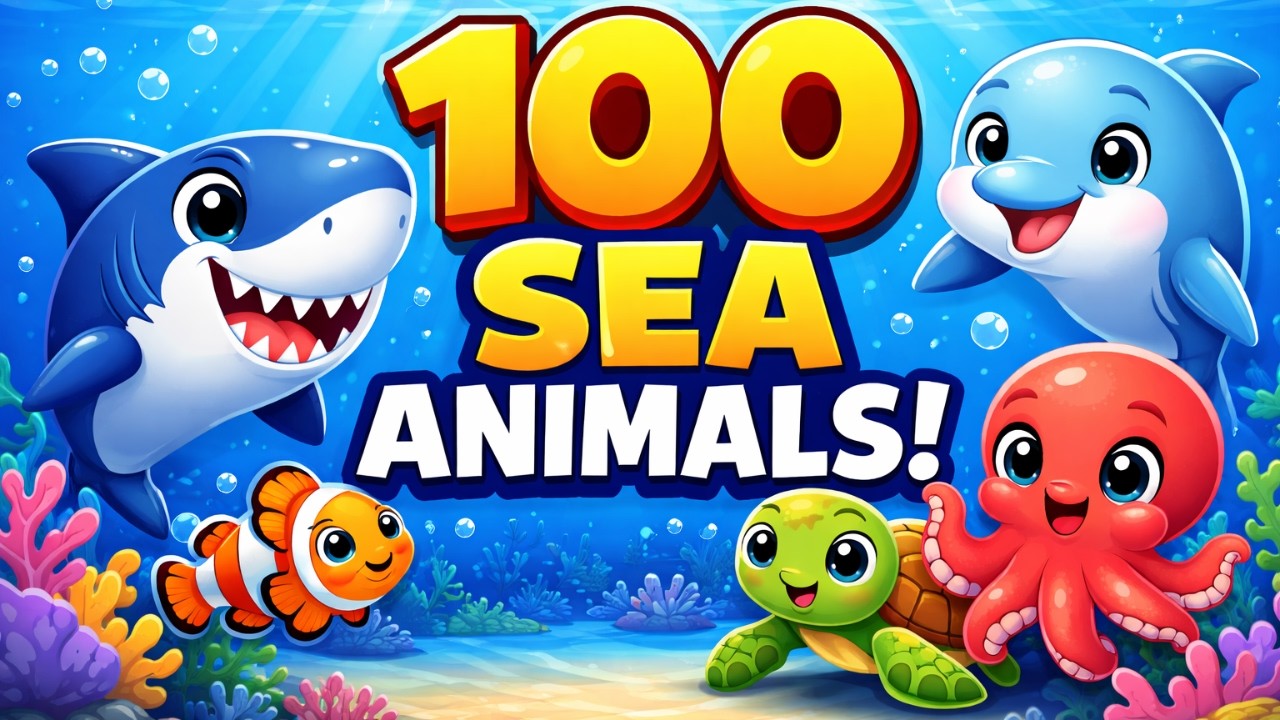 100 Sea Animals in 1 Video! 🐬 | Fun Ocean Animals for Kids!