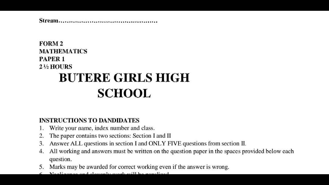 BUTERE GIRLS HIGH , ECHOES OF MATHEMATICS, SECTION 2