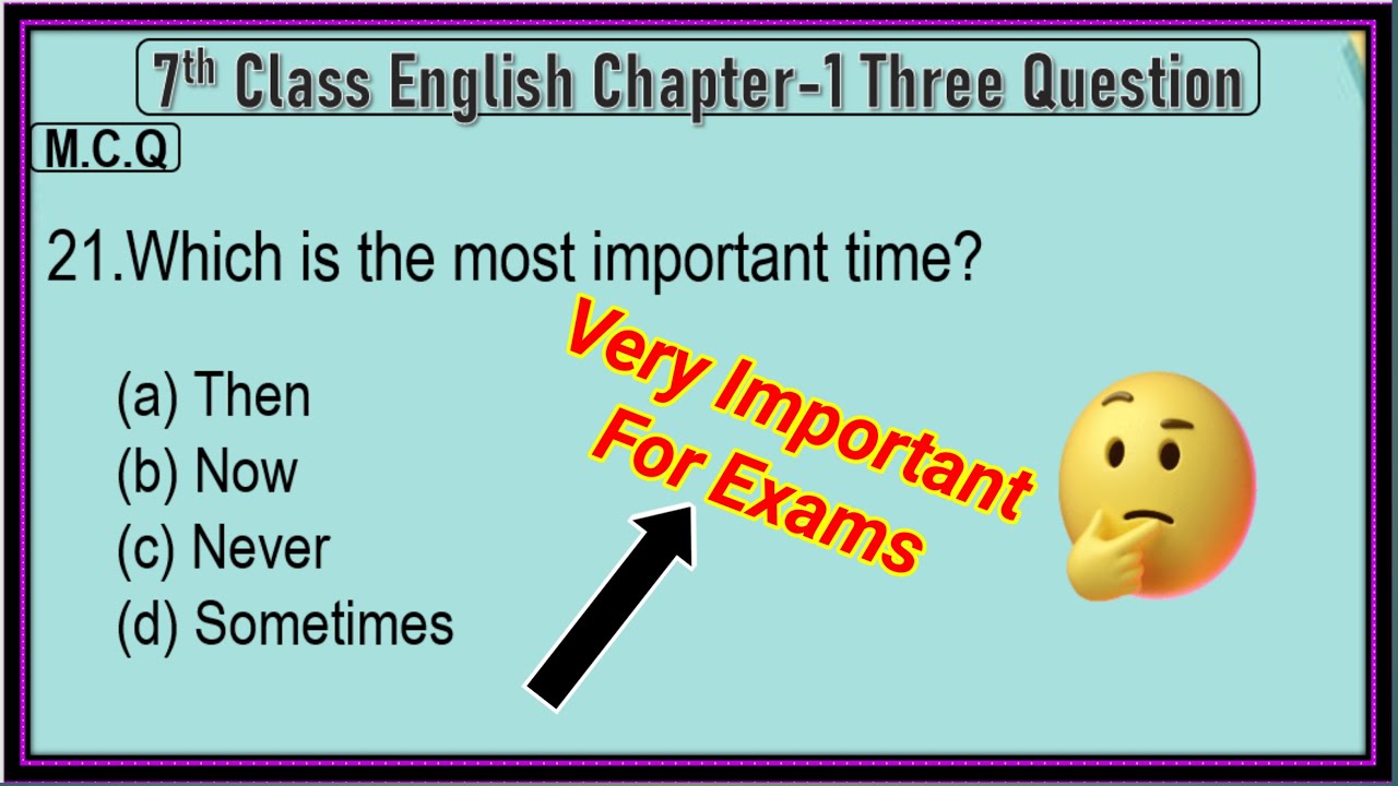 English 7th Class Lesson  1 Three Questions Online Test and Q/A  MCQ NCERT Book Honeycomb