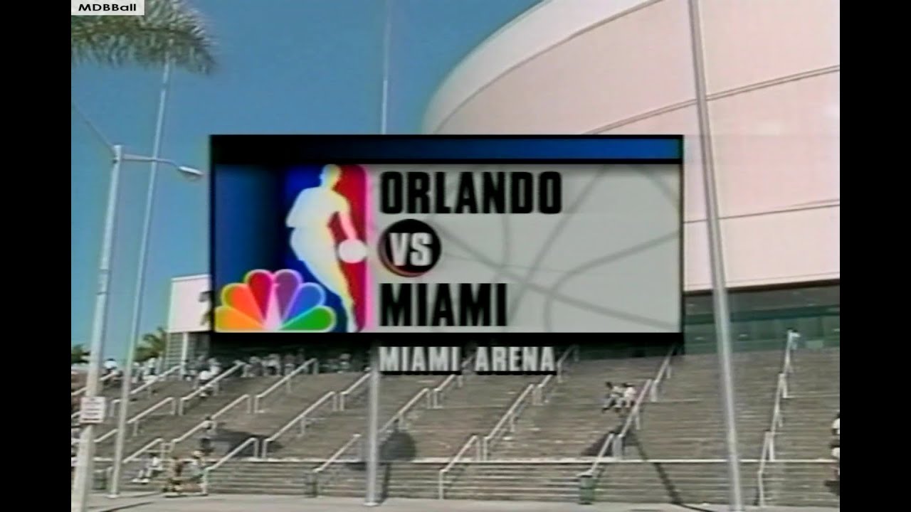 NBA On NBC - Magic @ Heat April 1995 Highlights Glen Rice Career High 56 Pts!