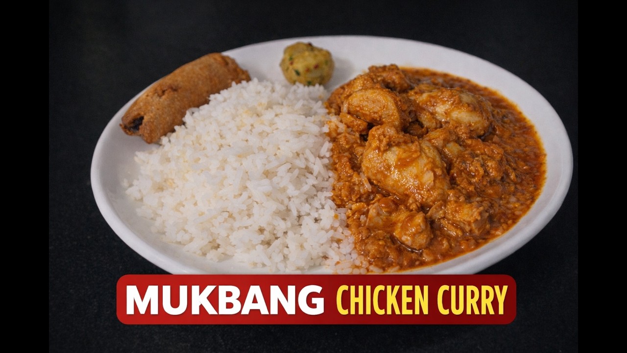 ASMR Mukbang Eating Sounds | Simple Rice with Chicken Curry & Alur Bhorta